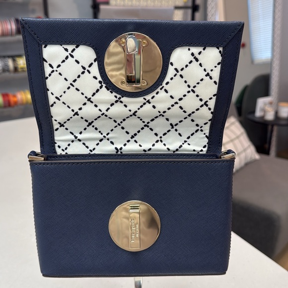 KATE SPADE ♠️ Clutch Crossbody Navy with Gold Hardware bag - Picture 2 of 9